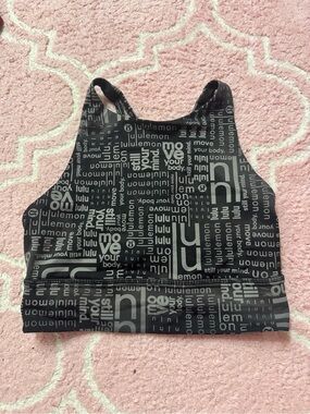 lululemon athletica Black and Gray Logo-Print Sports Bra
